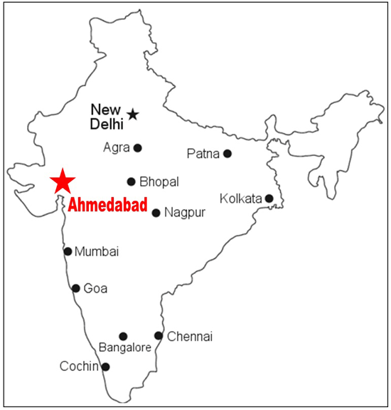 インド共和国グジャラート州アーメダバード市 地図